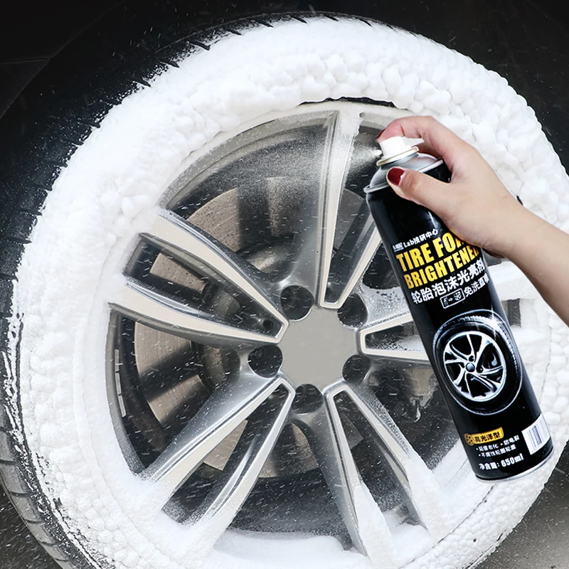 650ml Car Tire Shine Brightener Wheel Type Gloss Spray Tire Polish Sealing Wax Coating Cleaner Car Wash External Accessories