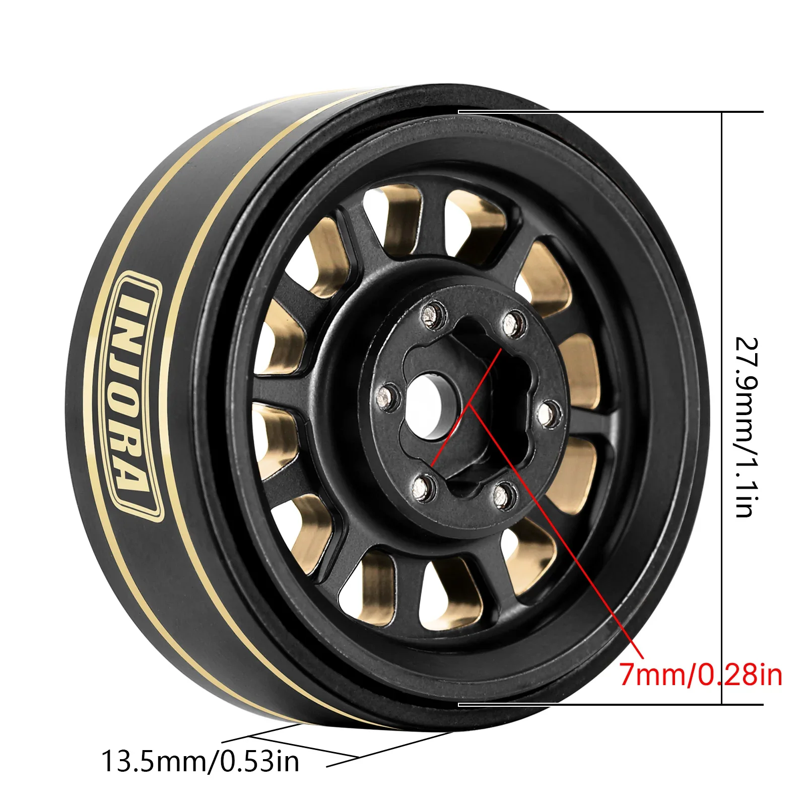 Brass INJORA 1.0 Plus Beadlock Wheel Rims For 1/24 1/18 RC Crawler Scx24 Trx4m Fcx24 (W1101 W1102 W1103 W1107) Smile ddmysmile (W1101 W1107)
