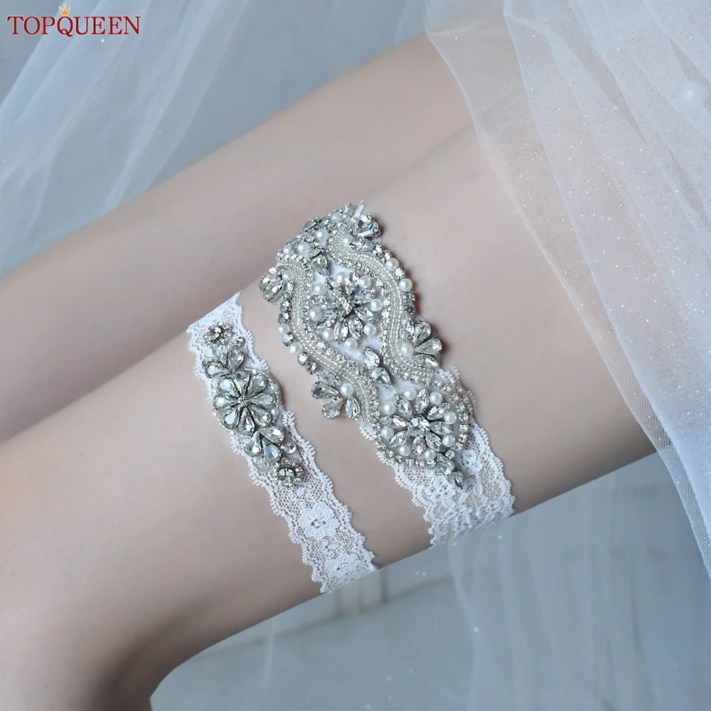 Wedding Bridal TOPQUEEN Garter Elastic Belt Bride Sexy Liguero Podwiazka Slubna LIga De Novia Jarretiere Mariage Bijoux Para S05 smile