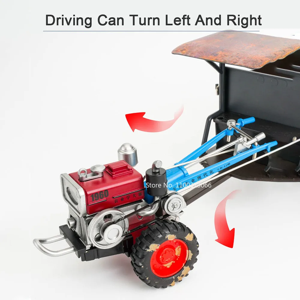 Walking Tractor Car Alloy Toys Model Metal Diecasts Rubber Tire Vehicle Model Retro Vintage Tractor Cars for Boy Birthday Gifts