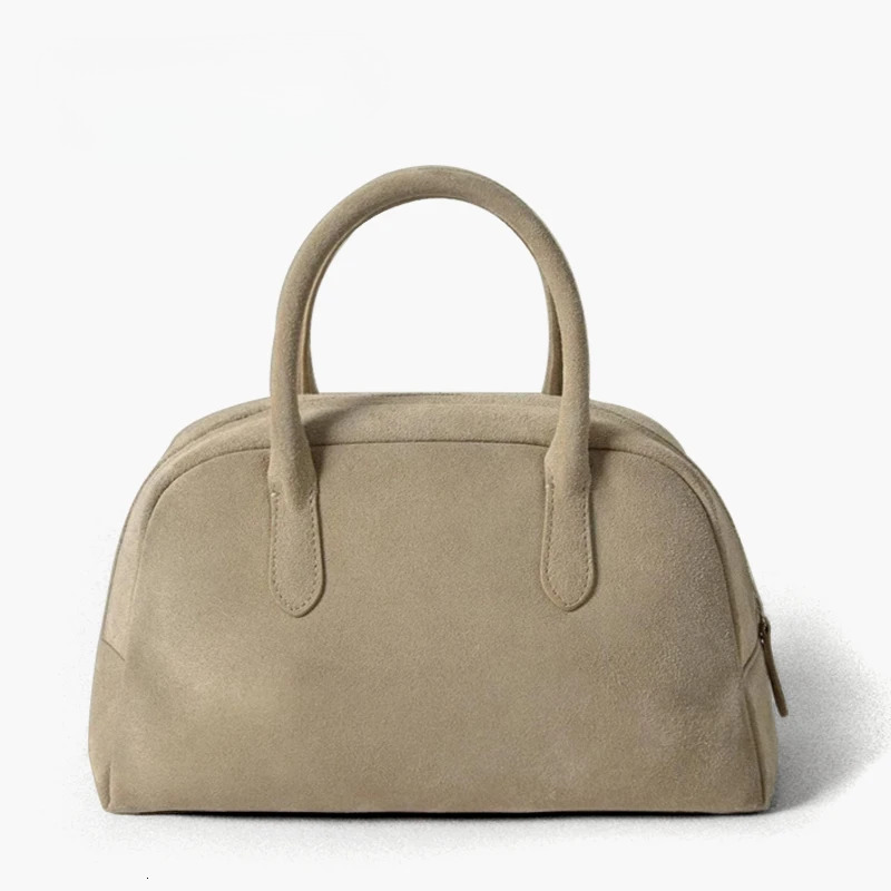 Genuine Suede Leather Top Handle Purse For Women Design Vintage Boston Handbag Fashion Bohemian Lady Phone Bag Zipper Style Check BagVoyage