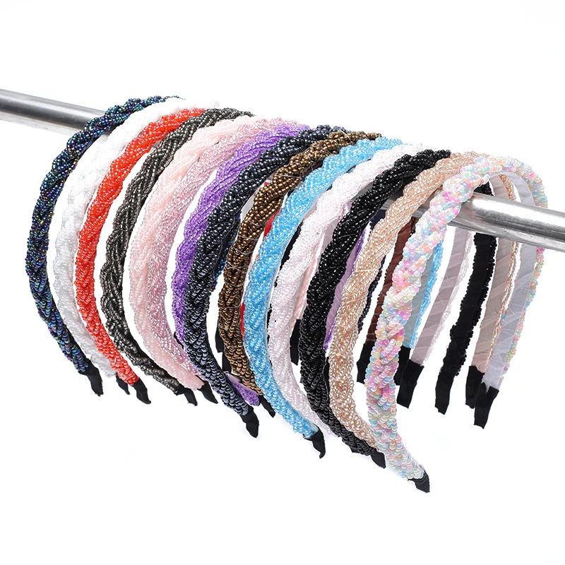 ddmysmile Crystal Beaded Simple Handmade Headbands Braid Hairbands For Women Girls Hair Accessories Smile