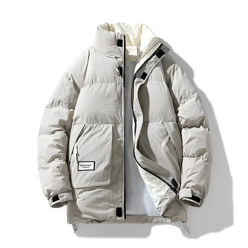 Super sized M-8XL mens warm hooded cotton padded jacket winter coat windproof down jacket solid medium thick Parkas 241108