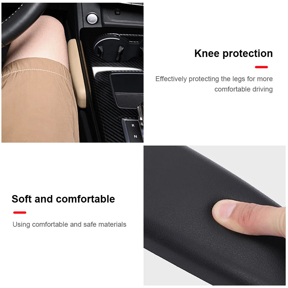 Car ddmysmile PU Leg Leather Knee Cushions Elbow Pad Auto Door Center Control Armrest Soft Pad Car Interior Leg Knee Thigh Support Cushion Smile