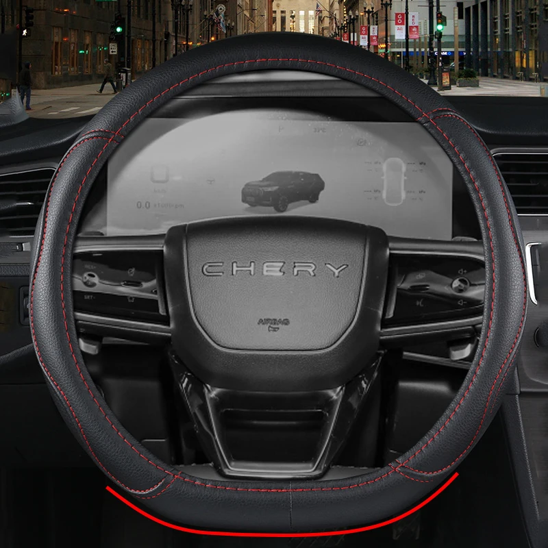 D Type new Car 2025 Steering Wheel Cover Wrap for Chery Tiggo 9 Tiggo9 2023 2024 37-38CM Steering-Wheel