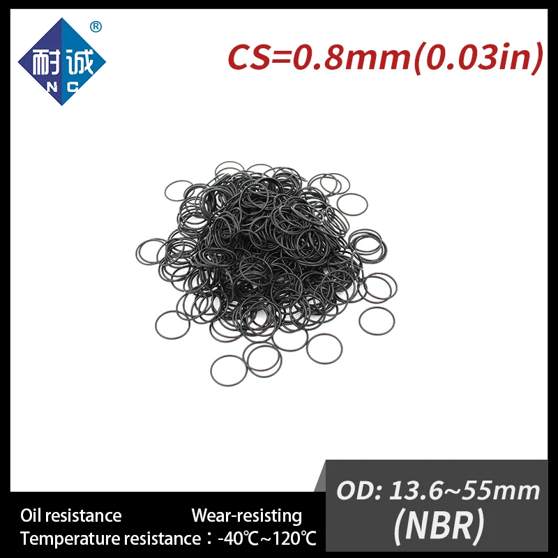 5 PCS / Lot Nitrile Rubber O-ring Black NBR 70A CS 0.8mm OD 13.6/18/22.3/25/30.6/32.8/42/47/55*0.8 O Ring Gasket Oil Waterproof