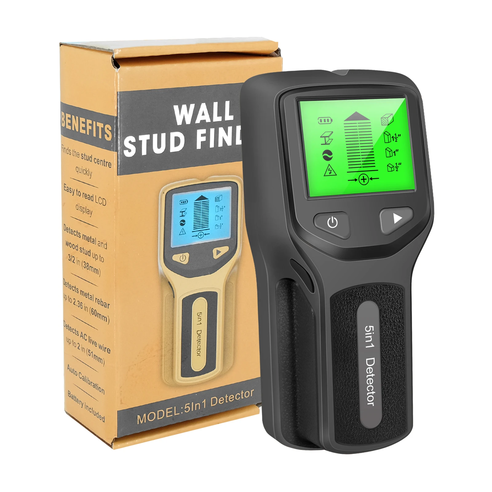 High-end Professional Gold All Metal Detector Cable Hidden Wiring Stud Voltage Live Wire Finder Waterproof Handheld Wall Scanner
