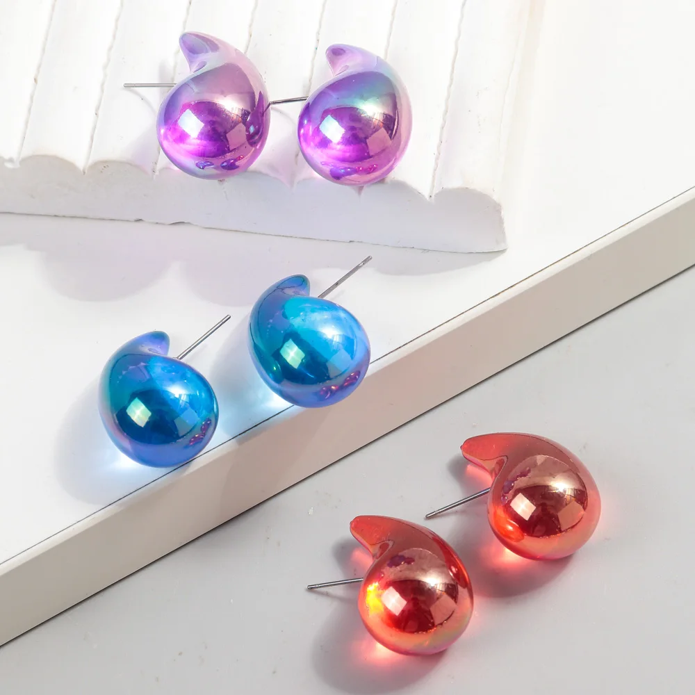 FishSheep Trendy Colored Clear Chunky Waterdrop Hoop Earrings for Women Girl new Acrylic Teardrop Earrings 2025 Lightweight Jewelry Gifts