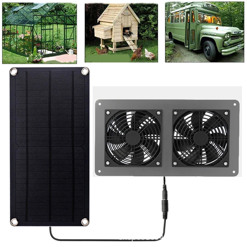 Exhaust Fan 10W 12V For Office Outdoor Dog Chicken House Greenhouse Waterproof Solar Panel A