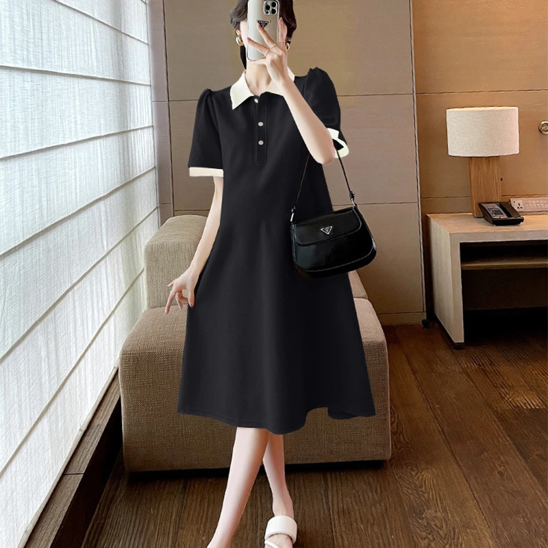 Autumn Korean Fashion Maternity Long Dress Elegant Ruffle O Neck A Line Clothes for Pregnant Women Pregnancy Clothing 240326bj