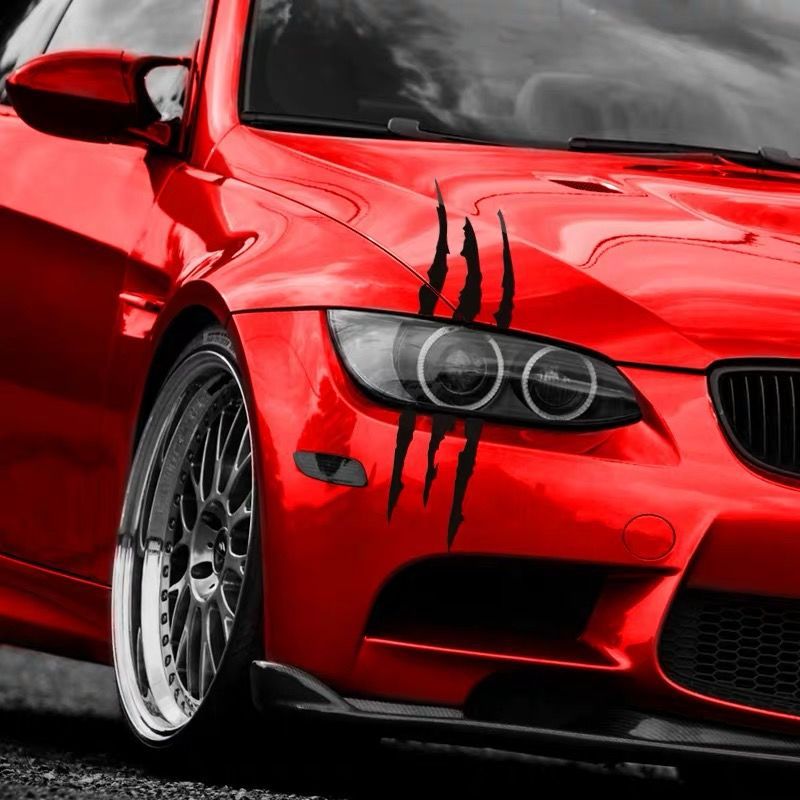 Monster Reflective Car Sticker Claw Marks Scratch Stripe Auto Headlight Decal Dinosaur Raptor Paw Marks Decor Accessories smile