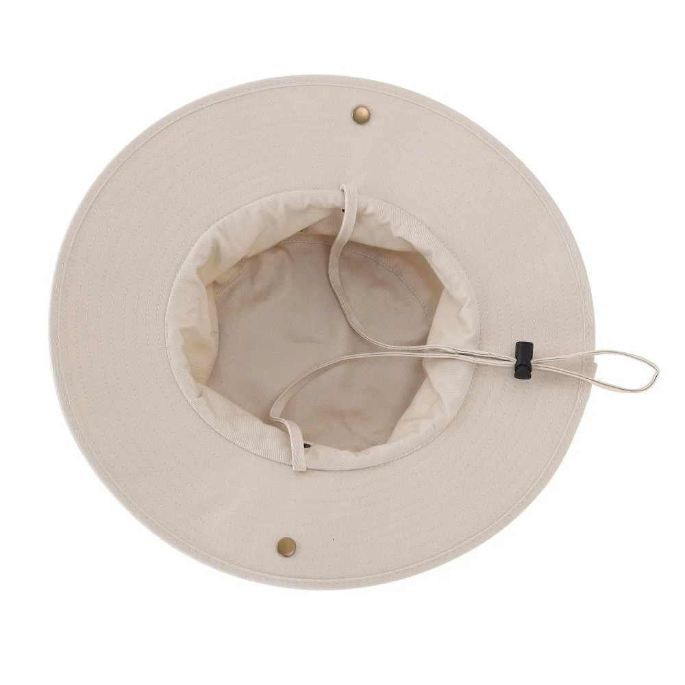 Connectyle Mens Women Boonie Sun Hat Wide Brim Adjustable Breathable Cotton Safari with Strap UV Protection Outdoor Caps240409