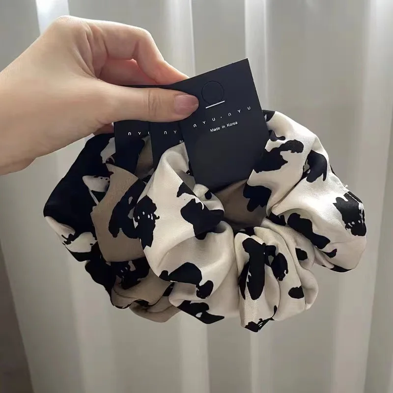Hair Design Bands Elastic Scarf Women Silk Ponytail Holder Girl Hair Rubber Bundles Hair Tie Black Scrunchies Korean Headdress smile