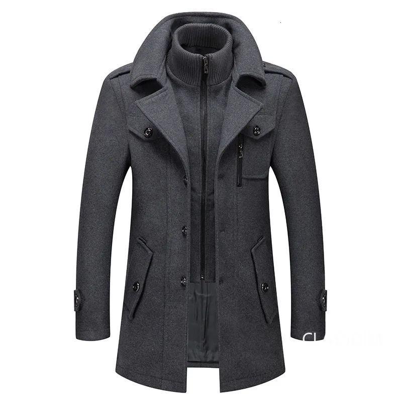 Mens cashmere trench coat winter jacket wool blend high-quality mens business casual trench coat 4 241108