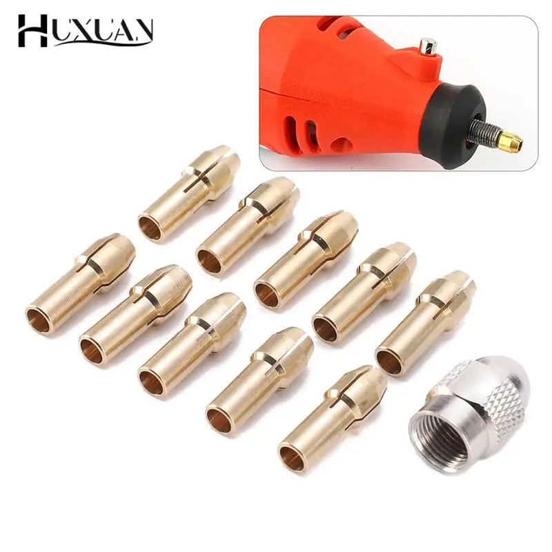 Brass Drill 11PCS/lot Mini Collet Chuck 0.5-3.2mm Brass And Nut For Dremel Rotary Tool Accessories Set smile