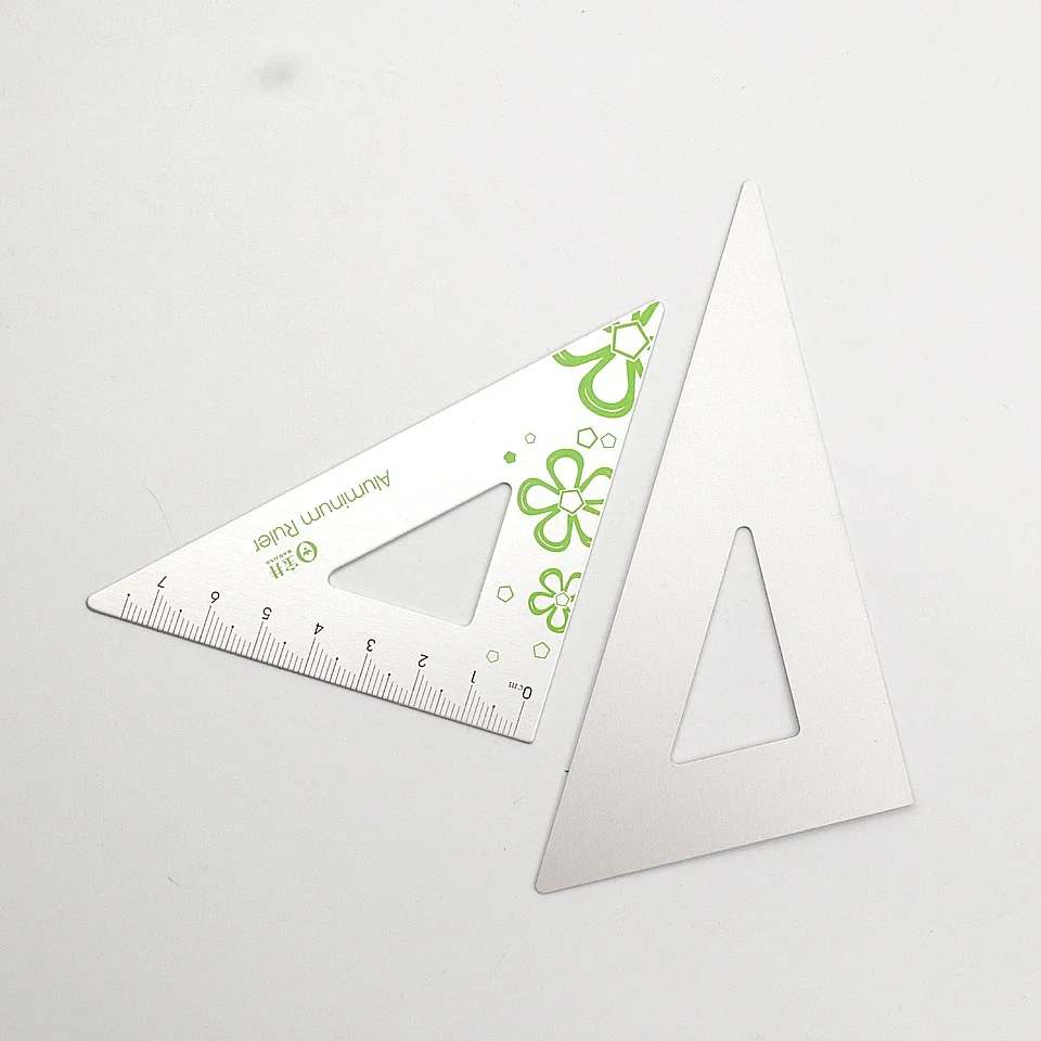 Alloy Triangle Aluminum New Ruler Students Maths Geometry Metal Set Office School Stationery Supplies ddmysmile Rulers 2Pcs/Set Smile