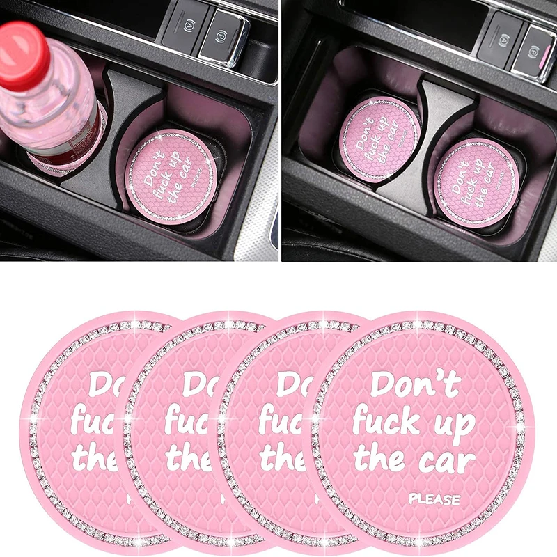 Bling Car Cup Pink Coaster Universal Dia Auto Cup Holder Insert Drink Coaster Car Interior ddmysmile Accessories Smile