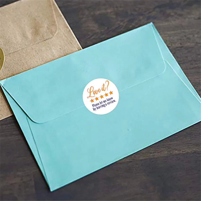 Love ? 500Pcs it Please Leave A Review Sticker Thank you Label for Small Shop commodity Packaging Handmade crafts gift stickers smile ?