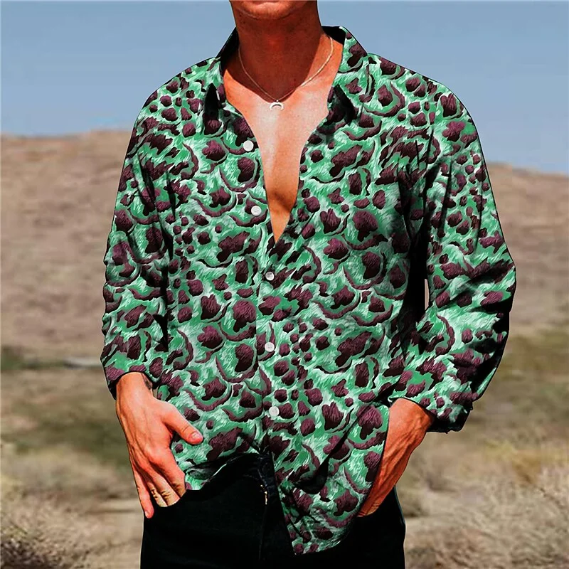 slim men's 2023 new floral long sleeve shirt ball holiday casual wear floral shirt men's S-6XL Hawaiian shirt smile