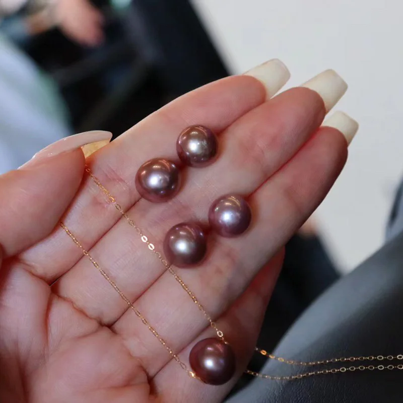 Elegant Purple VANTJ Natural Pearl Jewelry Sets Sterling Real Yellow Gold ddmysmile For Women Lady Party Wedding Jewelry Gift Smile