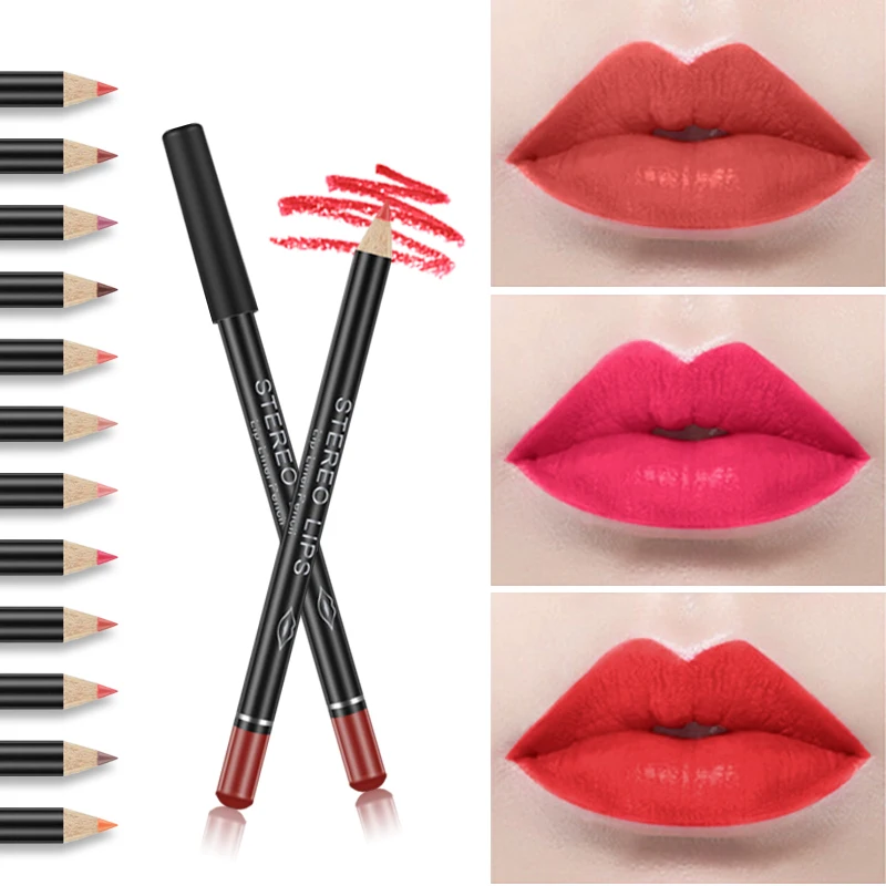 f fad Color Matte Lipstick Pencil Long Lasting Lip Liner Veet Lips Makeup Cosmetic Maquille Women Beauty Make Up Can Be Cut s