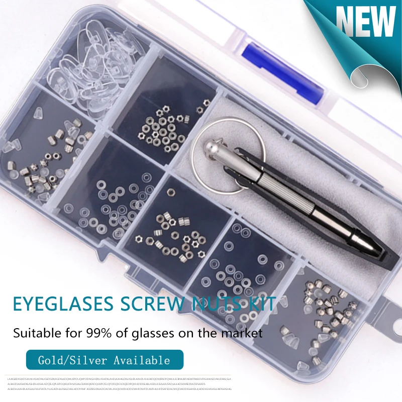 Glasses Sunglasses Eye Glass Repair Kit Screws Nuts Pads Screwdrivers Tweezer for Sunglasses, Watch, Jewelry Fixing