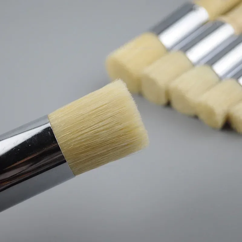 Hard Hair Oil Painting Brush Short Handle Round Tip Primer Paint Brushes Artist Wall Painting Graffiti Acrylic Pen Art Tools