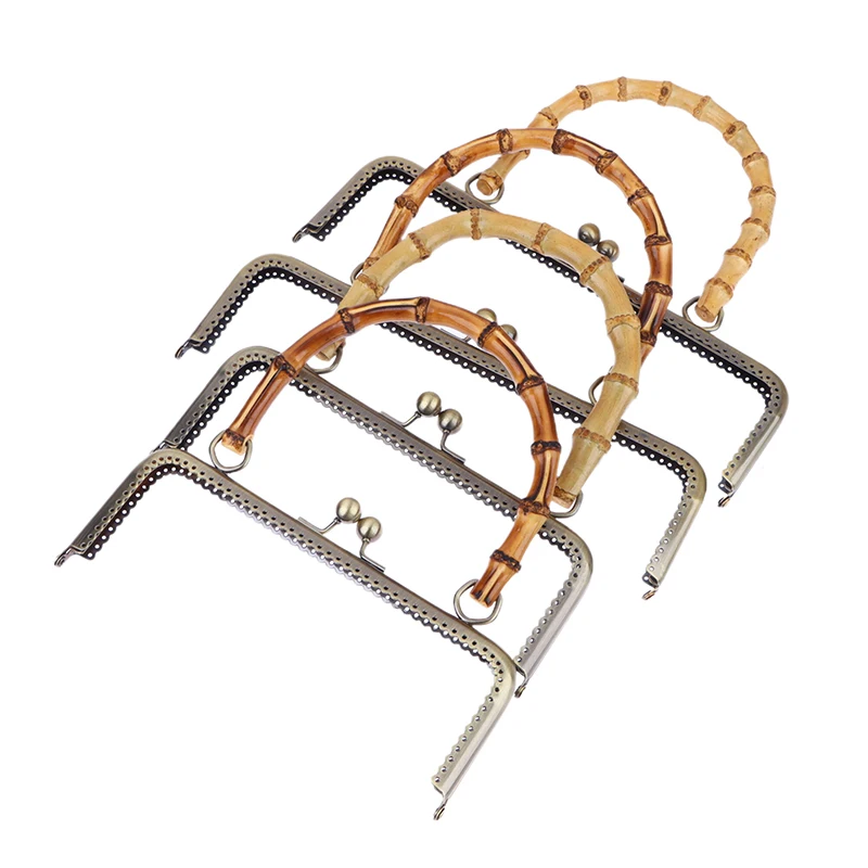 Vintage Style 2025 Metal Purse Bag Frame Kiss Clasp Lock with new Bamboo Handle Jewelry Clasps Sewing Fasteners Purse Making Supplies