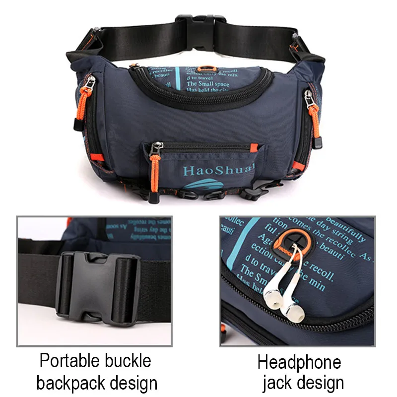 Outdoor Multifunctional Sports Waistpack Men Waterproof Chest Bag Leisure Travel Climbing Mountaineering Water Bottle Waist Pack