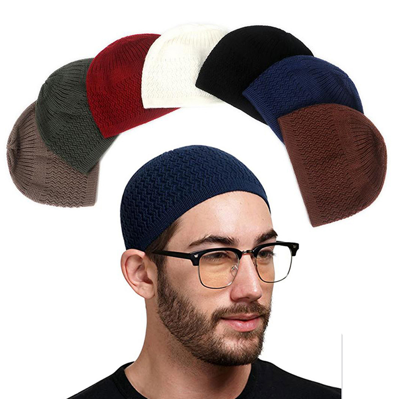 Casual Knitted Muslim Men Prayer Hats Winter Warm Beanies Cap Islamic Ramadan f1acf 5 18c32