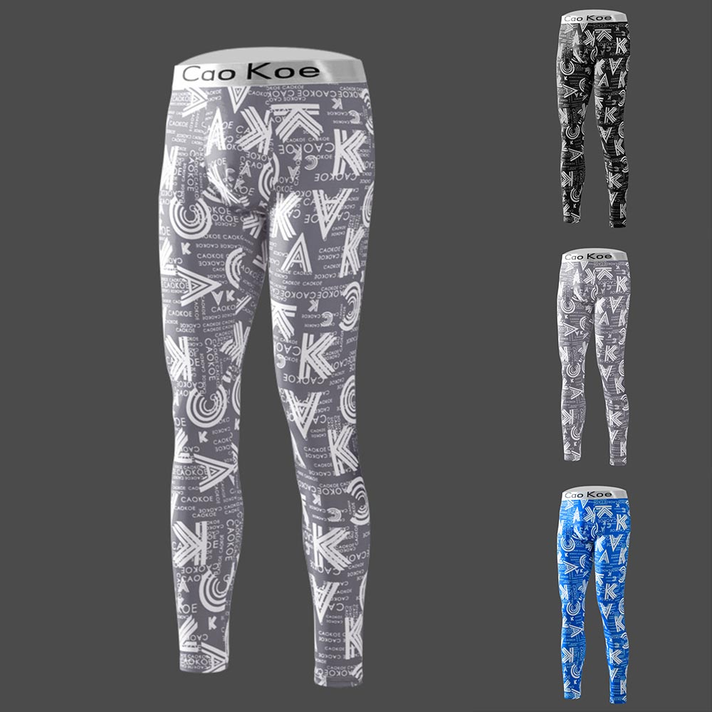 Merk Mannen Thermische Lange Onderbroek Zachte Ondergoed Broek Warm Base Bodems Thermische Broek Leggings Print Slim Fit Zachte Lange Onderbroek