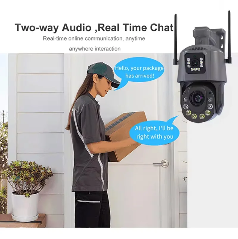 Saikiot ICSEE 6MP 50X Zoom WIFI Camera 4G PTZ Dual Lens Outdoor Camera Auto Tracking Surveillance System ICSEE Dual Lens Camera