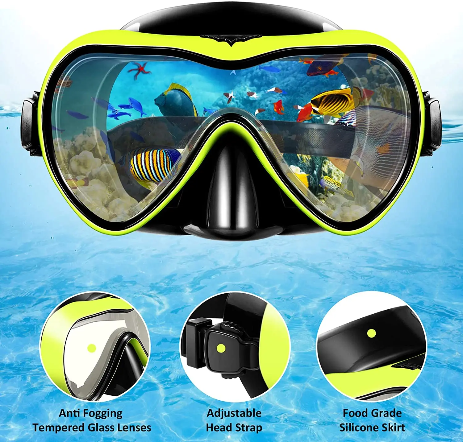 Adults, Dive Set Snorkel Masks and Snorkel for Man Women, Easy-Breath Snorkeling Gear with Anti-Fog Tempered Glass for Diving smile Adults, Women,