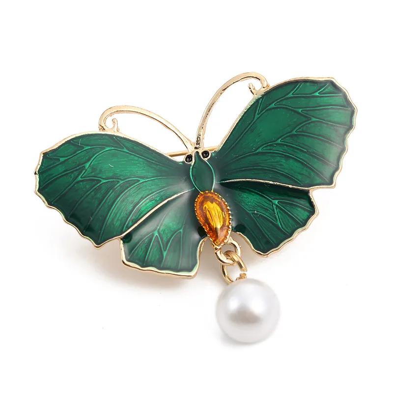 Elegant Women Retro SKEDS Butterfly Crystal Brooches Pins Insect Pearl Rhinestone Jewelry Brooch ddmysmile Pin Lady Party Accessories Smile