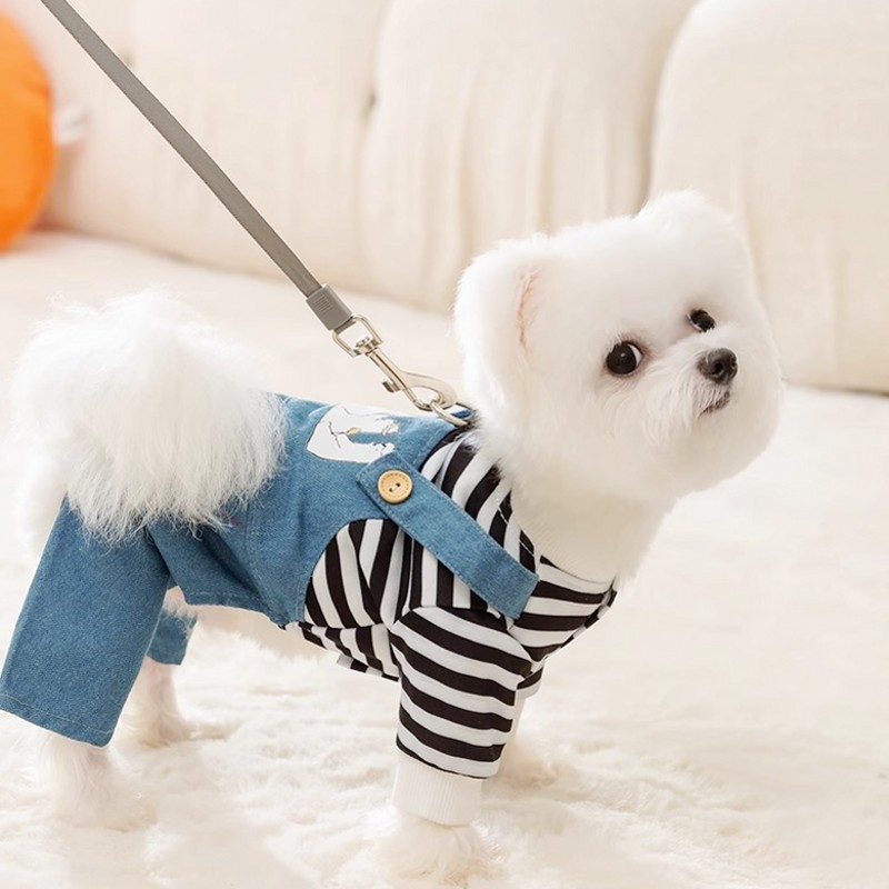 Striped Dog Jumpsuit Pet Clothing Puppy and Kitten Sweatshirt Chihuahua Costume French Bulldog Romper Luxury Dog Clothes New