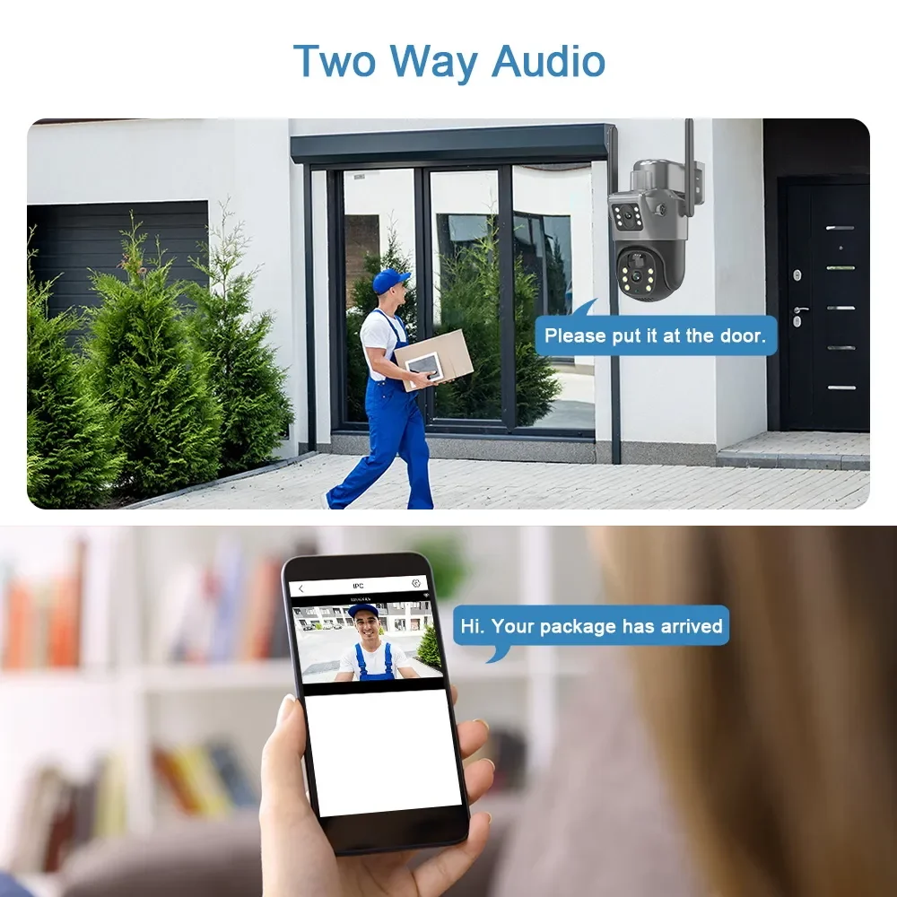 Solar PTZ Wifi Camera Dual Lens 8MP 4K Suitable For Waterproof Security CCTV Video Surveillance Camera Light Alarm IP Camera