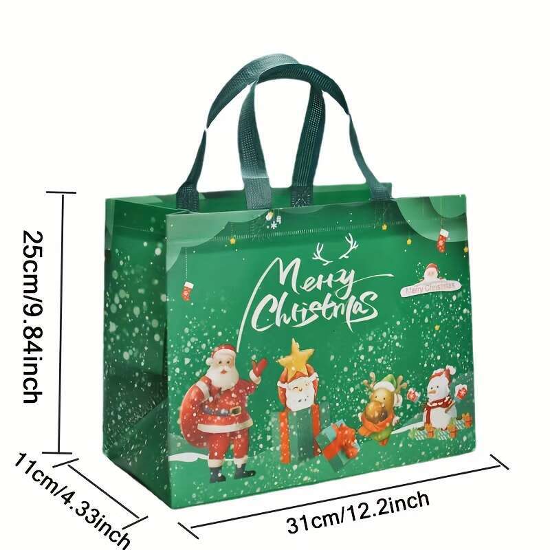Christmas 8pcs Reusable Fabric Christmas Tote Shopping Bags, Non-woven Gift Bags