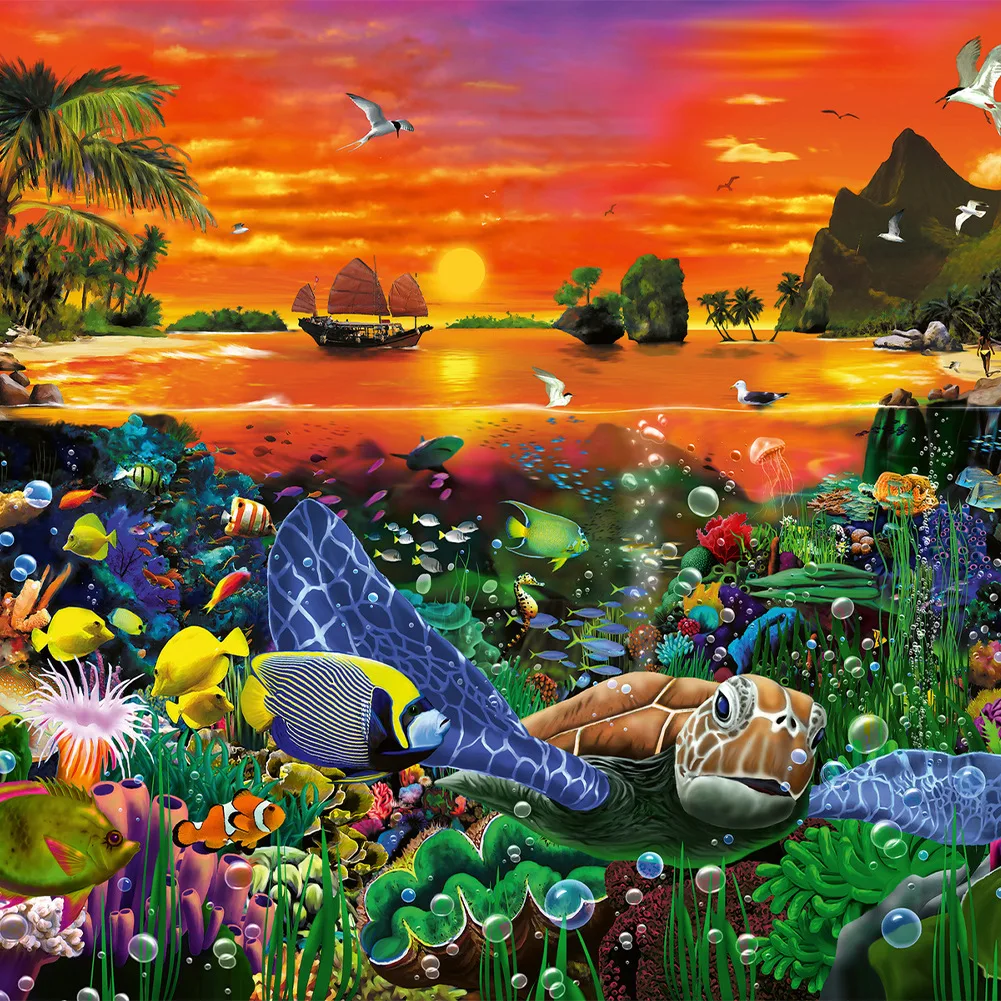 Dolphin Whale Shark Fish Animal Wooden jigsaw Puzzle Adult Children's Educational Toys Holiday Gift Underwater World