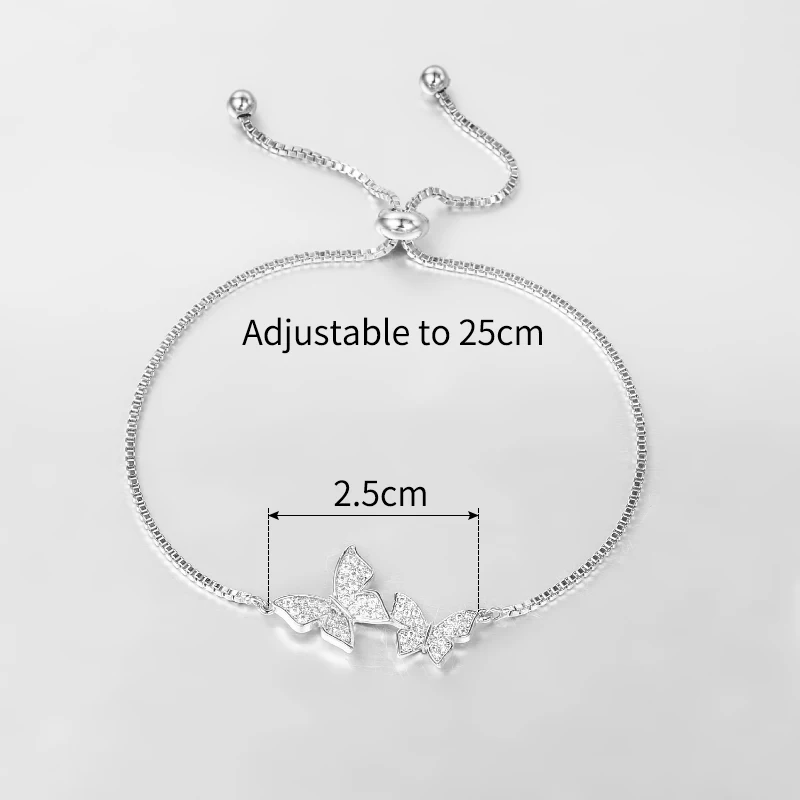 WEIMANJINGDIAN Brand Cubic Zirconia Butterfly Adjustable Bracelets for Women Girls Kids Jewlery Gifts