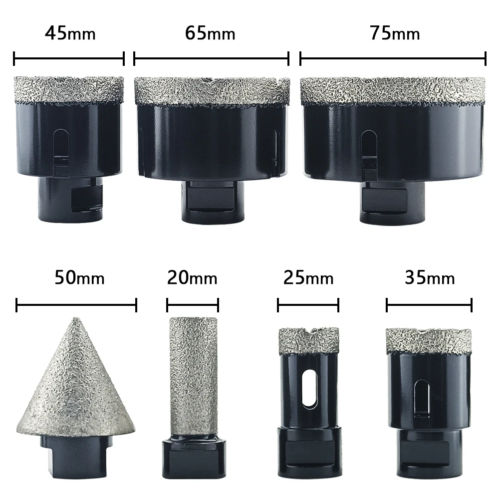 Dia Thread 7Pcs M14 Dry Drill Bit Vacuum Brazed Drilling Core Bits Set Porcelain Tiles Crowns Granite Marble Hole Saw Tools smile
