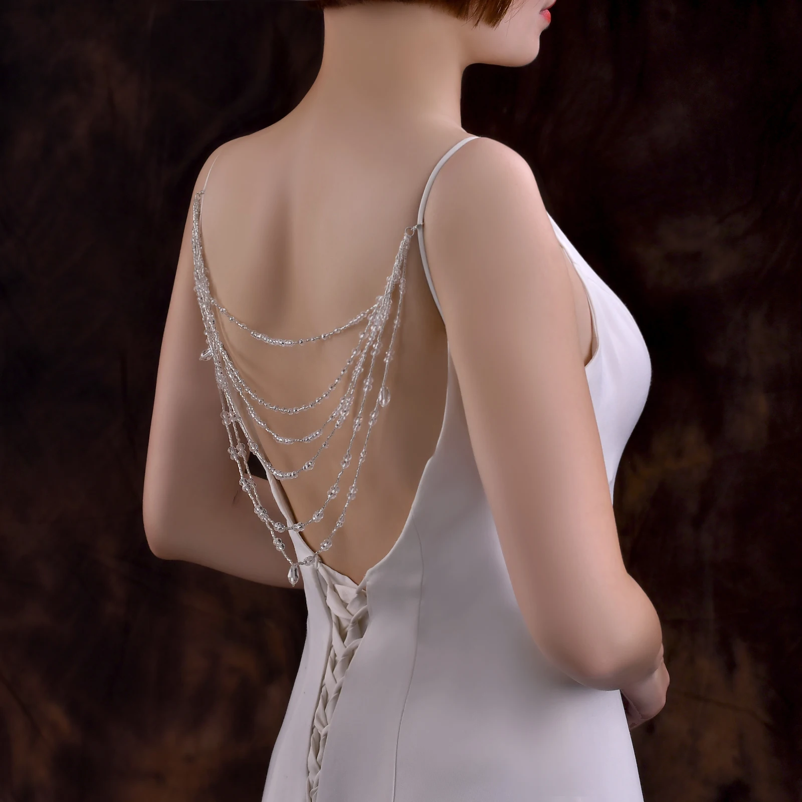 Wraps SG04 with Bridal Rhinestones Bracelet Crystal Beaded Bolero Back Jewelry Body Chain Women Accessories Off Shoulder smile