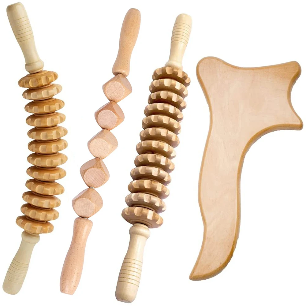 Wooden Massage Roller Stick Wood Therapy Massage Tools Maderoterapia Colombiana Anti-Cellulite Lymphatic Drainage Muscle Relax