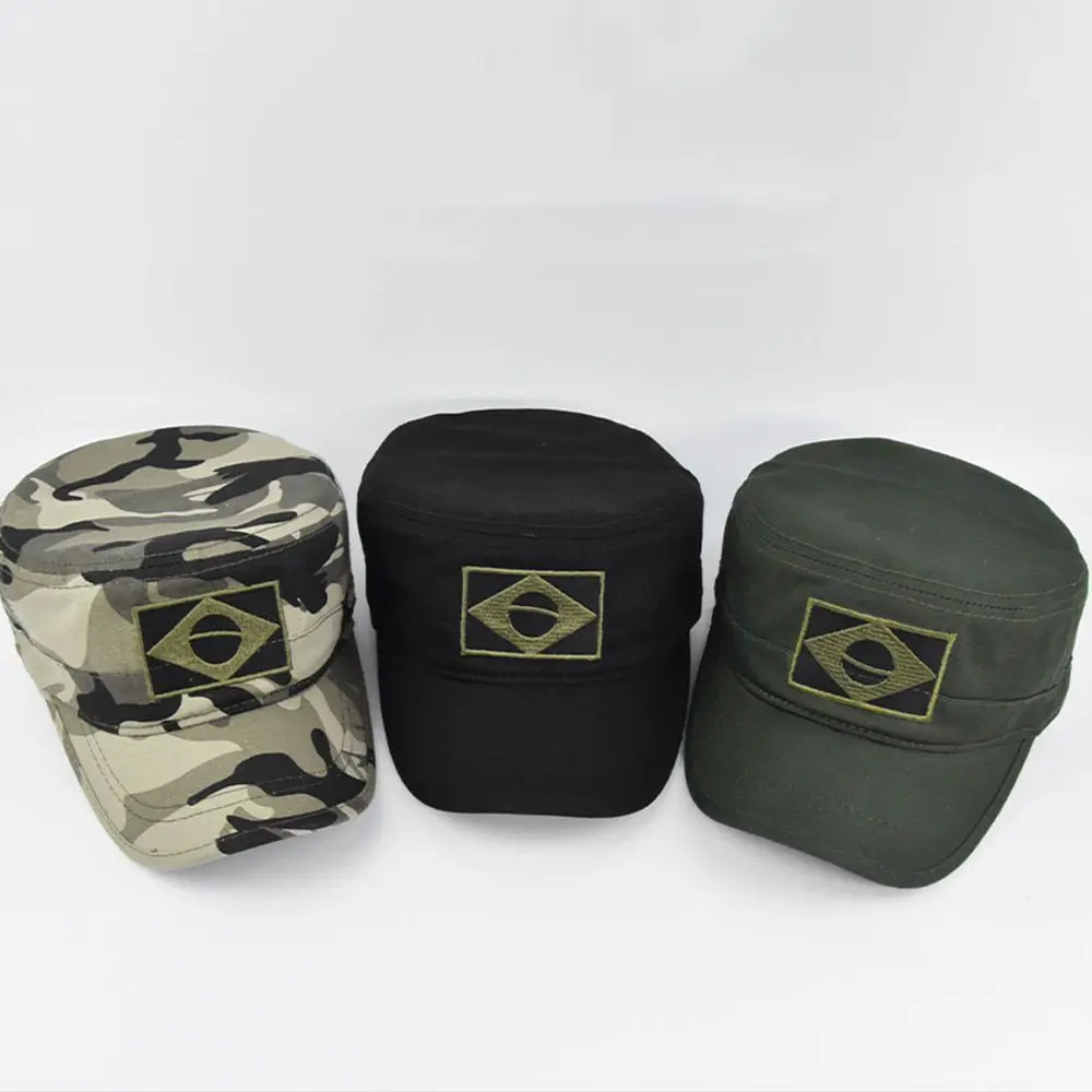 Hat ddmysmile Sports Dad Hat Hunting Hat Embroidered Baseball Cap Brazil Flag Army Camouflage Smile