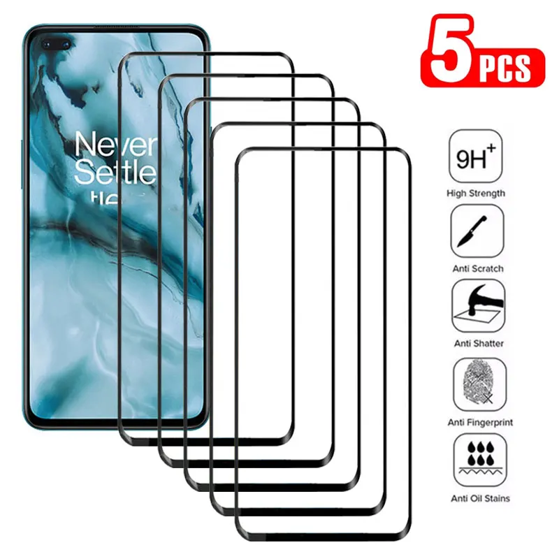 Cover 5Pcs Tempered Full ddmysmile Glass For Oneplus Ace Pro 9 9R 9Rt 10T Nord 2T CE 2 3 Lite N10 N100 N20 SE N200 N30 Screen Protector Smile