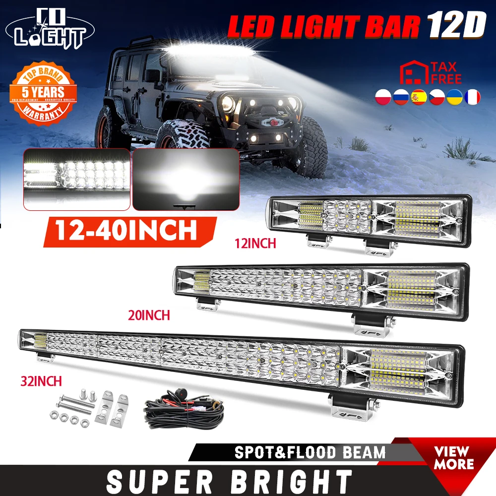CO LIGHT 32 inch 70000LM LED Light Bar Triple Row LED Work Light Driving Spot Flood Beam for Trucks Tractor UTV SUV Boat 12V 24V