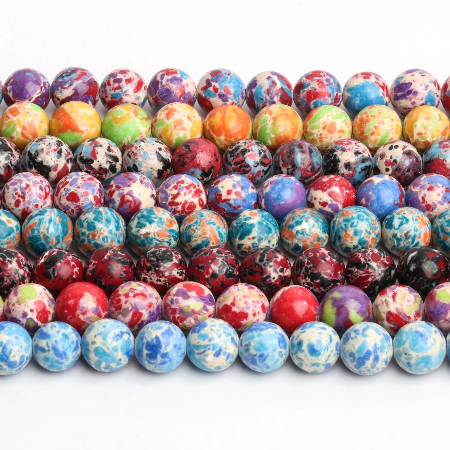 Natural Colorful Imperial Sediment Jasper Round Spacer Stone Beads For Jewelry Making DIY Earring Bracelet Necklace Accessories