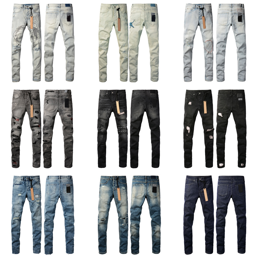 Mens Baggy Jeans - Mans Ripped Fashion Hole Retro Streetwear Casual Jeans Punk Denim Cargo Slim Fit Jeans