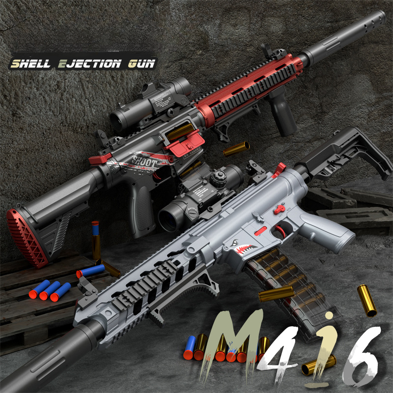 Electric Manual M416 2 Modes Rifle Soft Bullet Foam Dart Shell Ejection Gun Toy Launcher For Adults Boys CS Fighting