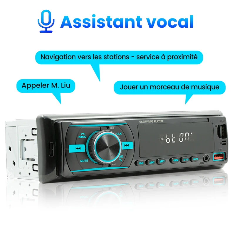 General Car Radio Bluetooth Automatic Radio Stereo 12V MP3 audio player Built-in AUX/FM/USB/BT support Find car voice Assistant