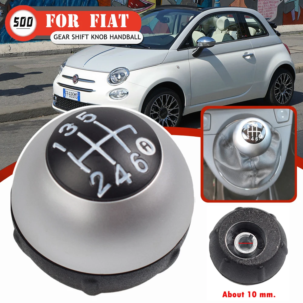 Speed Speed 5 6 Manual MT Chrome Car Gear Shift Knob For Fiat 500 2012 2013 2014 2015 2016 2017 2018 55344048 smile